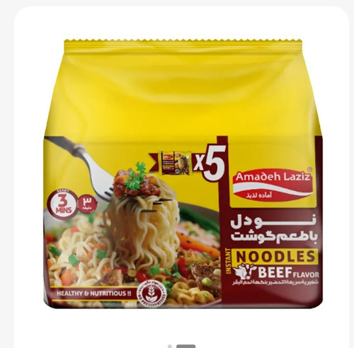 نودل با طعم گوشت آماده لذیذ 375 گرمی بسته 5 عددی