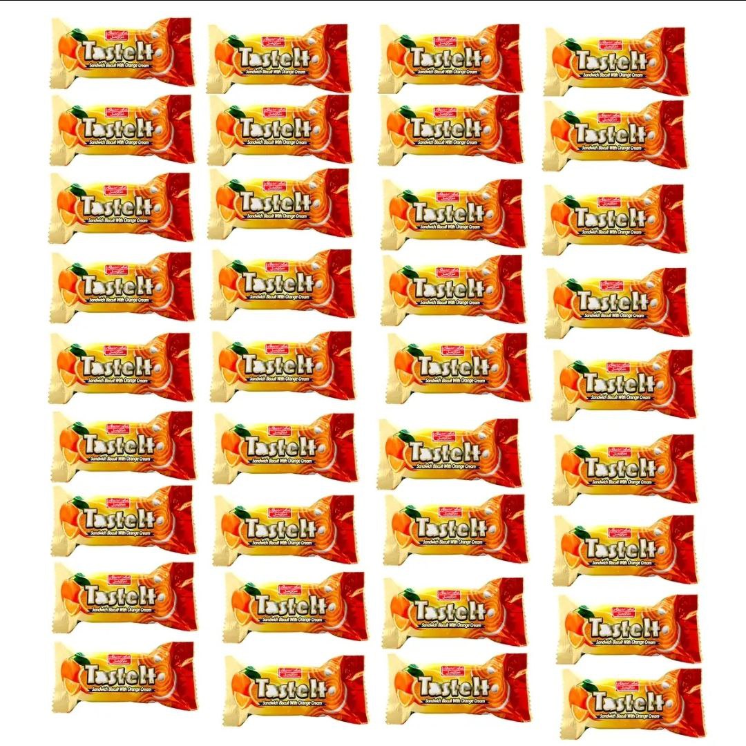 بیسکوئیت کرم دار پرتقالی شیرین عسل 30 گرمی بسته 36 عددی