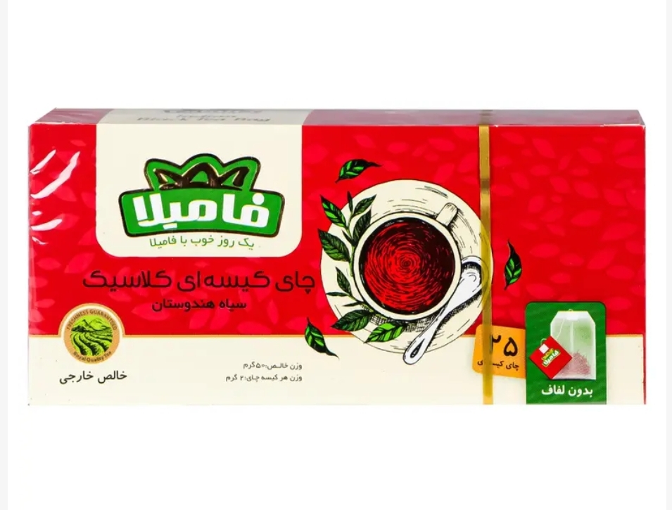 چای کیسه ای ساده فامیلا 50 گرمی بسته 25 عددی