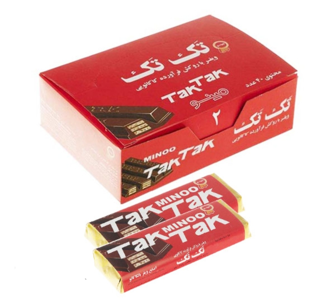 ویفر با روکش فراورده کاکائو انگشتی تک تک مینو بسته 40 عددی