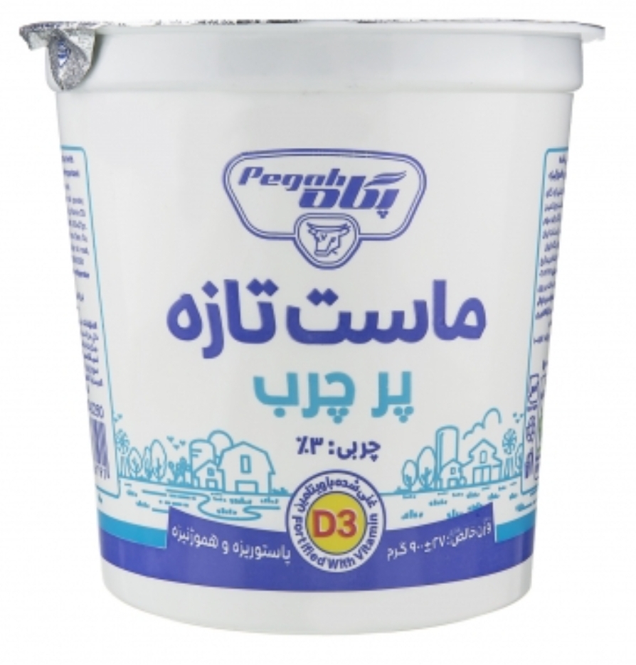 ماست پرچرب غنی شده با ویتامین D3 پگاه 900 گرمی