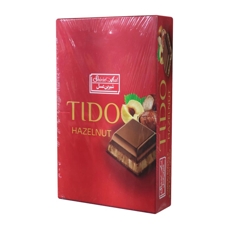 شکلات مینی شیری با کرم فندق تخته ای تیدو ۲۲ گرمی بسته 24 عددی