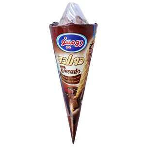 بستنی قیفی شکلاتی با سس شکلات دومینو 90 گرمی